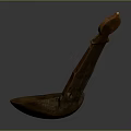 Vintage Handcrafted Wooden Spoon With Intricate Carved Handle And Polished Bowl