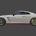 White Sports Car With Black Wheels Red Accents And Sharp Front Design