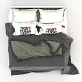 Modern Double Bed With White Headboard And TYPE Printed Pillows Gray Bedspread 3d model