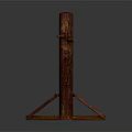 Sturdy Dark Brown Wooden Tripod Stand For Equipment Support With Crossbars