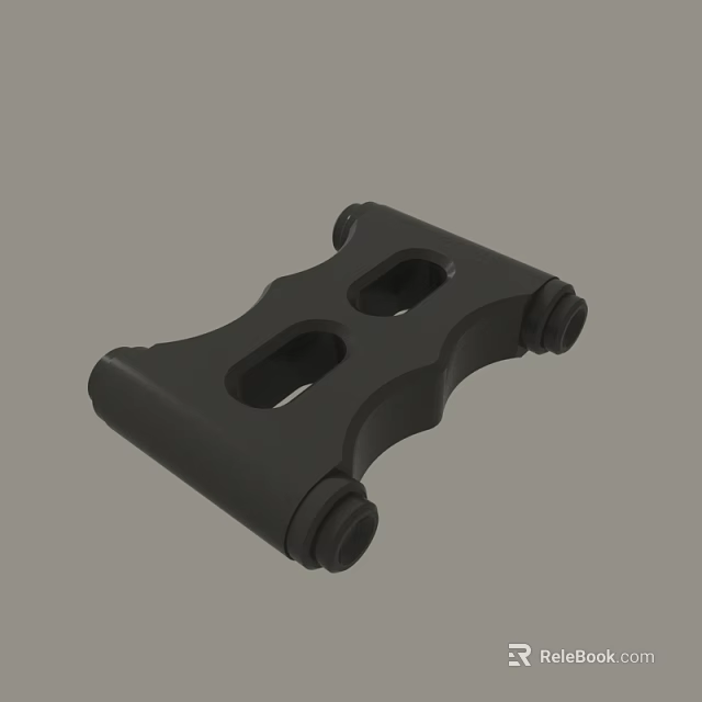 Durable Black Mechanical Bracket With Two Holes And Four Knobs Accessory 3d model 