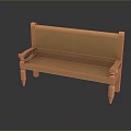 Copper Colored Metal Public Bench With Armrests Intricate Backrest And Elegant Legs
