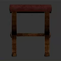 Elegant Red Upholstered Stool With Comfortable Padded Seat And Wooden Cross Legs