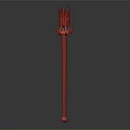 Intricate Decorative Staff With Wooden Handle And Metal Spiked Top Design