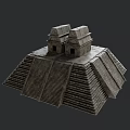 Ancient Stepped Stone Building With Twin Top Structures And Layered Platforms 3d model