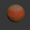 Red Textured Ball With White Stitching Lines On Dark Reflective Surface