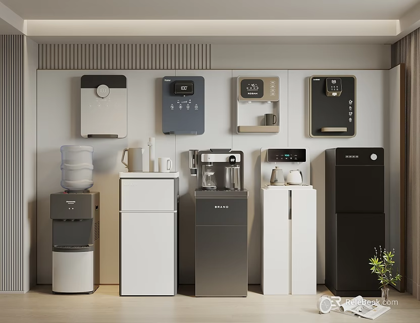 Various Water Dispensers And Purifiers In Room 3d model 
