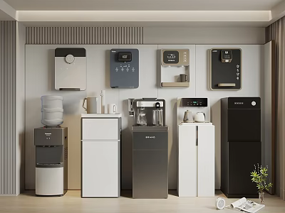 Various Water Dispensers And Purifiers In Room 3d model