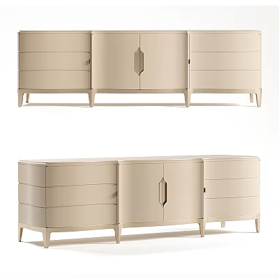 Modern Light Beige Dresser With Sleek Design Drawers And Cabinet Doors 3d model