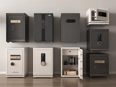 Variety Of Home Safes With Different Designs And Colors 3d model
