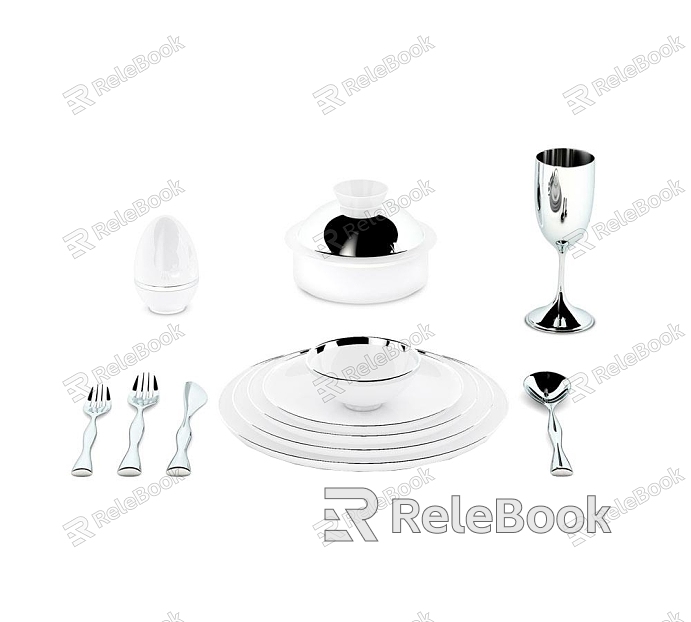 Kitchenware Desktop Ornaments Dishes Spoon Fork High Wine Glass model