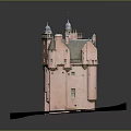 Pink Castle Model With Multiple Towers Slate Roof And Green Grass Base
