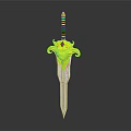 Ornate Golden Hilt Sword With Blue Gemstone And Silver Blade Design