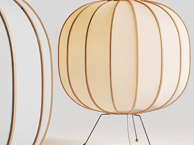Modern Minimalist Lantern Shaped Table Lamp With Wooden Frame Beige Shade And Metal Stand Design 3d model