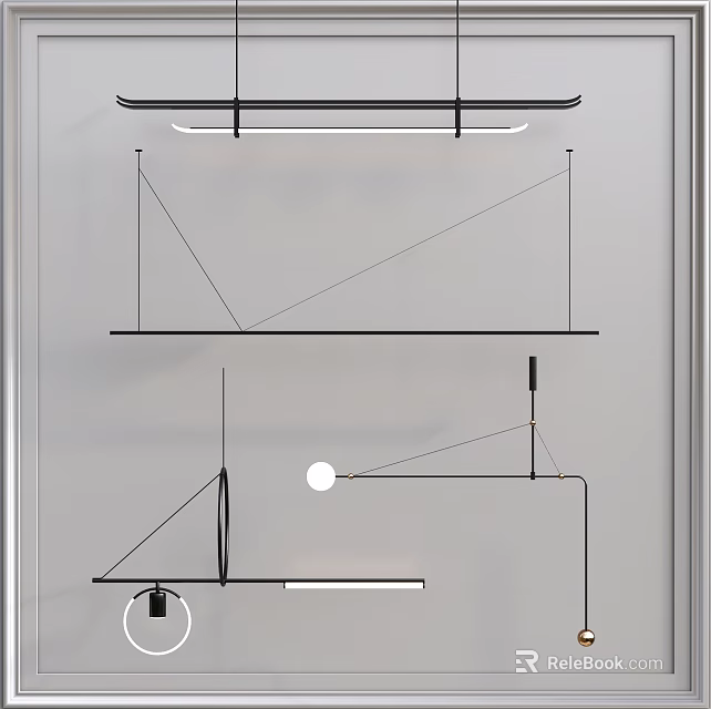 Modern Sleek Pendant Light with Minimalist Metal Design for Living Room Decoration 3d model 