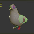 3D Animated Pigeon Game Character With Purple Body Orange Eyes And Pink Feet