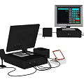 Modern Retail Business Equipment With Cash Register Monitor Scanner And Printer
