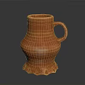 Hand Carved Orange Ceramic Pitcher With Handle And Claw Shaped Base