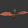 Fantasy Armored Character Merged With Dragon Like Orange Wings And Horned Head