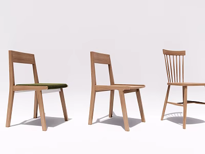 Modern Minimalist Wooden Dining Chairs With Three Different Designs For Home Dining Room 3d model