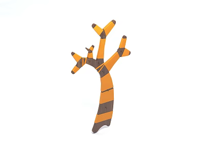 Orange and Gray Striped Tree Shaped Shelving Unit with Multiple Branches Modern Home Decor 3d model