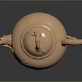 Elegant Golden Teapot With Bamboo Shaped Handle And Leaf Carvings