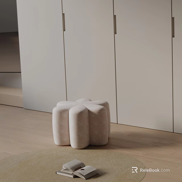 Elegant Modern Side Table Design With Beige Fabric Modules And Light Colored Wooden Floor 3d model 