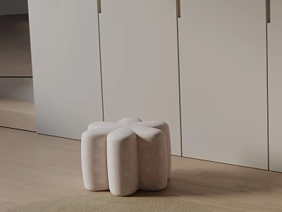 Elegant Modern Side Table Design With Beige Fabric Modules And Light Colored Wooden Floor 3d model