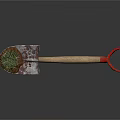 Garden Shovel With Wooden Handle And Red Grip For Planting Small Plants In Soil