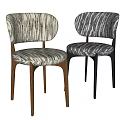 Middle Ancient Style Single Chair Single Chair Dining Chair Fabric Dining Chair 3d model