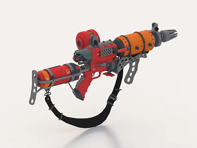 Heavy Duty Industrial Equipment With Red Orange Mechanical Structure Nozzle Bracket And Black Strap 3d model