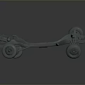 Car Chassis 3D Model with Frame Suspension System and Wheels
