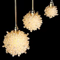 Elegant Modern Crystal Pendant Lights With Spherical Glowing Design And Clustered Crystals