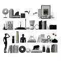 Elegant Decorative Ornament Set With Sculptures Books Vases And Photo Frames