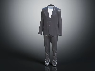 Elegant Gray Men's Formal Suit With Sleek Jacket And Tailored Trousers 3d model
