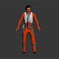 Game Movie Character In Red Jumpsuit White Vest With Glowing Red Base Standing Pose