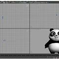 Cartoon Panda Character With Black And White Fur Standing Against Gray Background