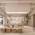 Modern Minimalist Dessert Shop Interior With Display Cases Counters And Natural Light