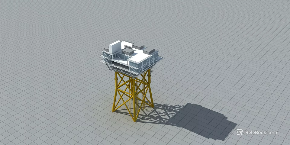 Industrial Equipment With Yellow Metal Frame And White Top Platform Structure 3d model 