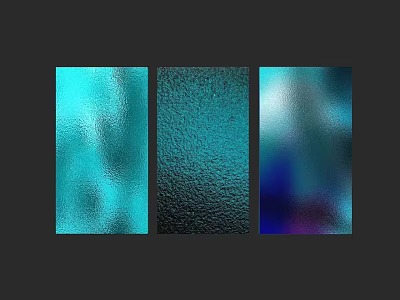 Three Colorful Textured Panels With Turquoise Teal And Blue Purple Hues On Dark Background 3d model