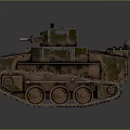 Military Tank With Camouflage Paint Weathered Appearance Armored Turret Gun Barrel And Metal Tracks