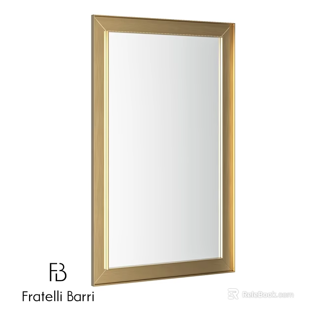 Modern Rectangular Gold Frame Mirror For Wall Decor And Home Interior 3d model 