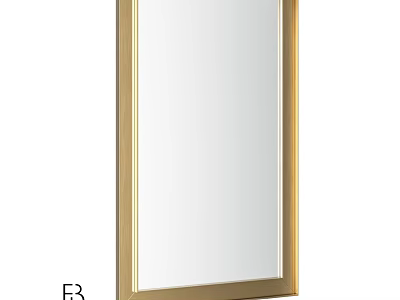 Modern Rectangular Gold Frame Mirror For Wall Decor And Home Interior 3d model