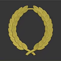 Decorative Golden Laurel Wreath on Black Background with Shiny Reflection 3d model
