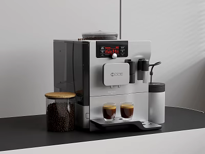 Modern Kitchen Appliance Coffee Machine With Coffee Beans And Containers On Countertop 3d model