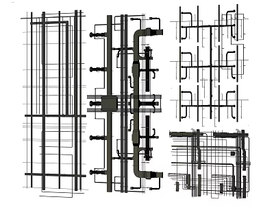 Pipe System Engineering Blueprint With Structural Layout And Connection Details 3d model