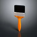 Practical Household Brush With Black Bristles Orange Handle And Silver Metal Part