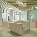 Modern Baby Swimming Pool Interior With Light Blue Walls Windows Bathtubs And Tables