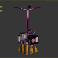 Traffic Signal Pole Structure With Green Lights Top Lamp And Warning Striped Base