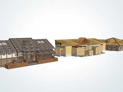 Chinese-style thatched house model